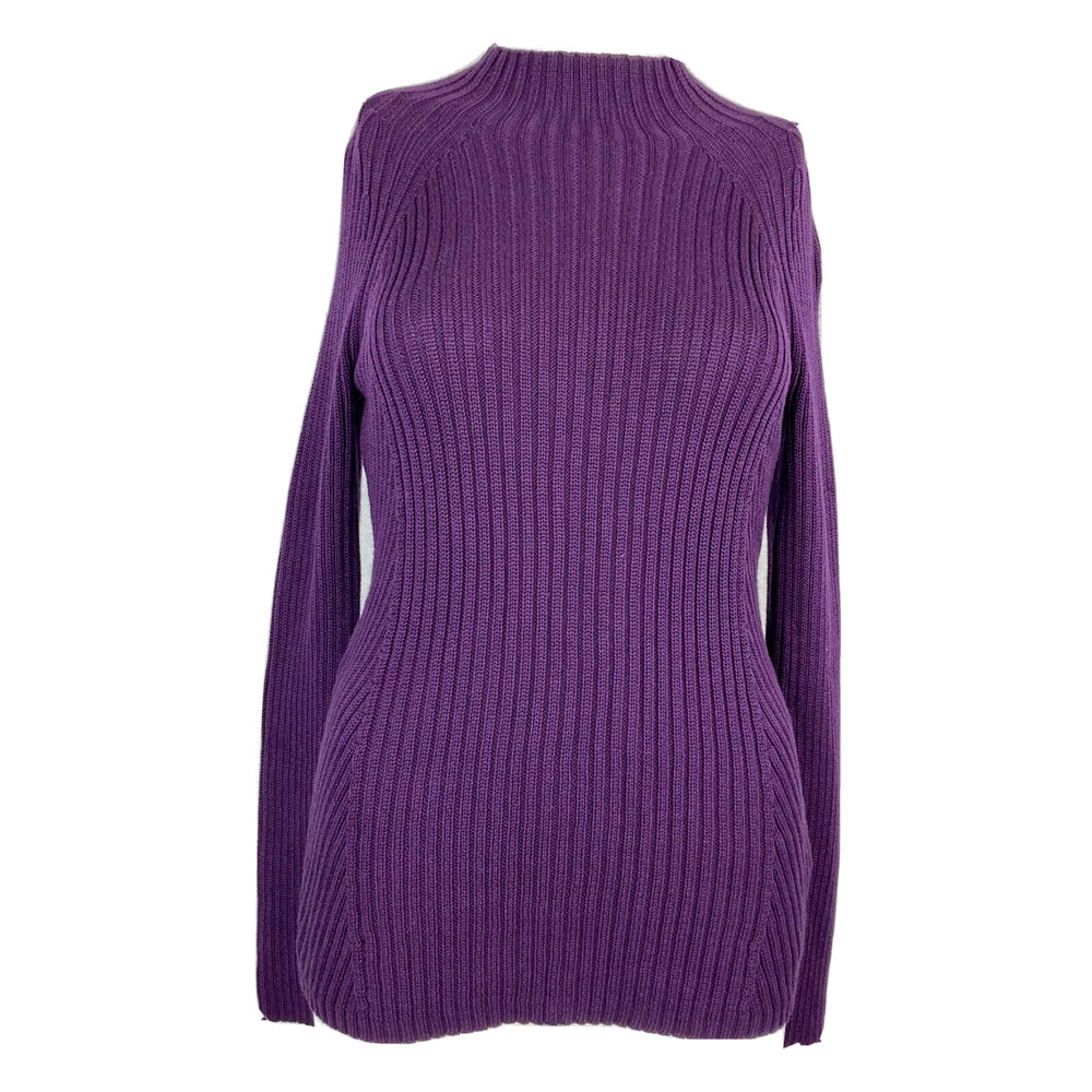 Talbots Sweater Womens Sz S Purple Ribbed Knit Mock Neck Cotton‎ Blend